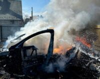 Во Львовской области Tesla сгорела из-за пожара сухой травы