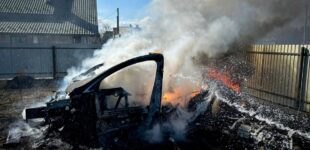 Во Львовской области Tesla сгорела из-за пожара сухой травы