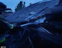 Российский дрон попал в пожарную часть в Донецкой области